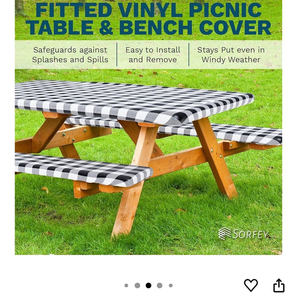 Blue and White Fitted Vinyl Picnic Table & Bench Cover 30”x72”